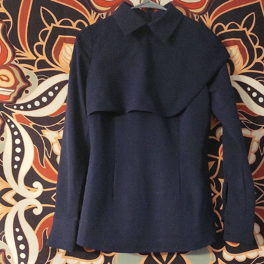 Navy Blue Long Sleeve Top